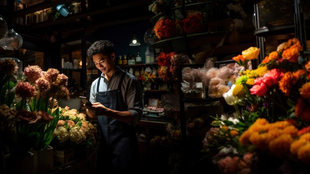 Flower shopping market adult. 