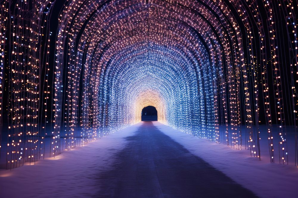 Christmas lights tunnel. AI generated Free Photo rawpixel