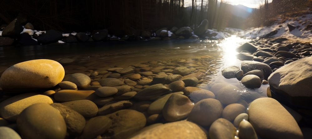 Upstream rock sunlight outdoors. AI generated Image by rawpixel.