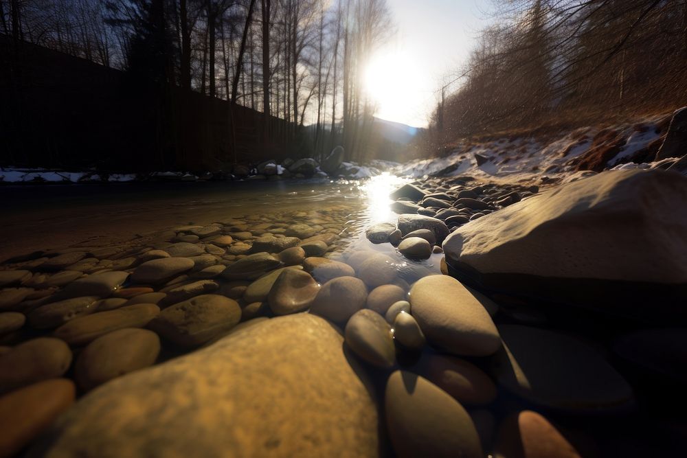 Upstream light rock sunlight. AI generated Image by rawpixel.