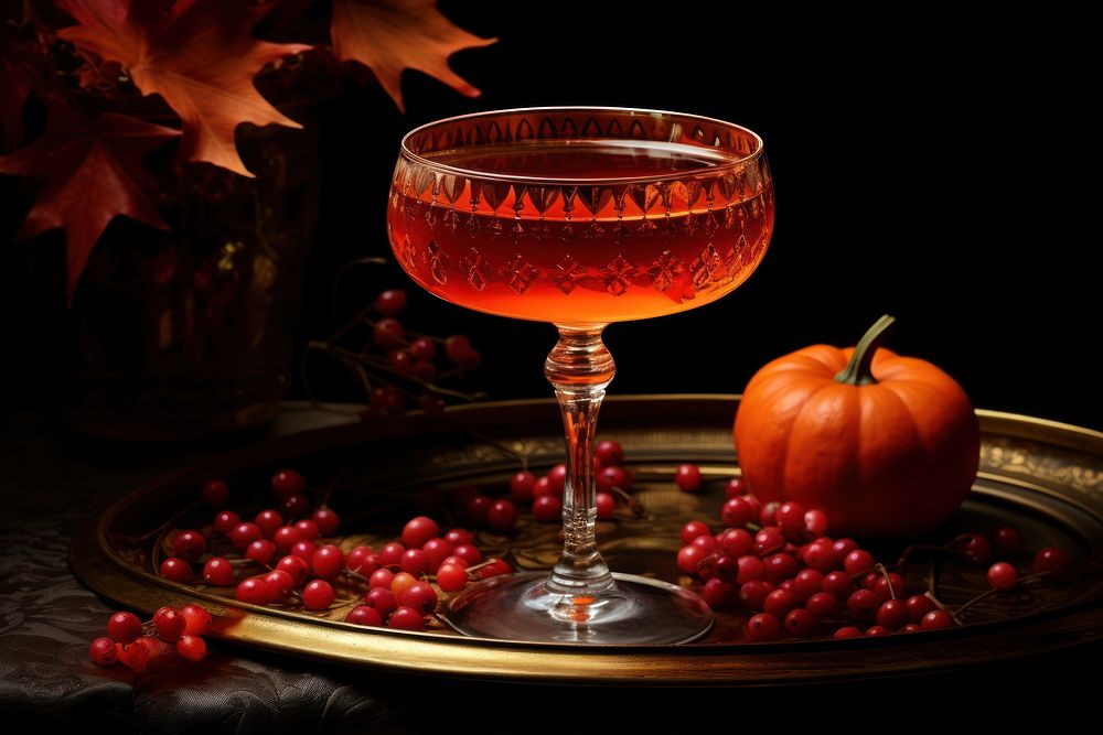 Autumn cocktail drink fruit. AI generated Image by rawpixel.