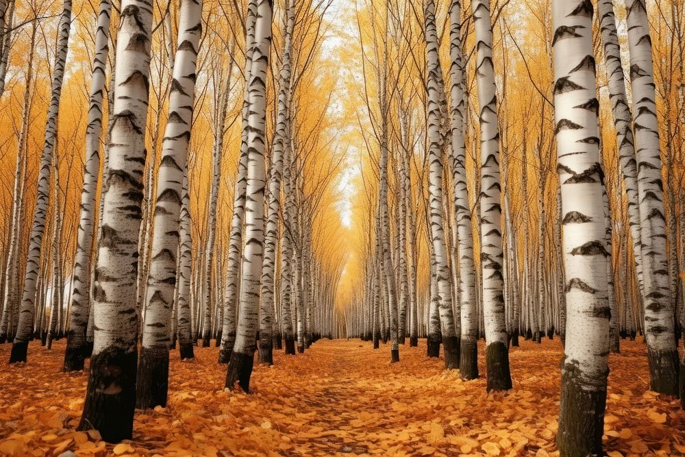 Autumn birch landscape outdoors. AI generated Image by rawpixel.