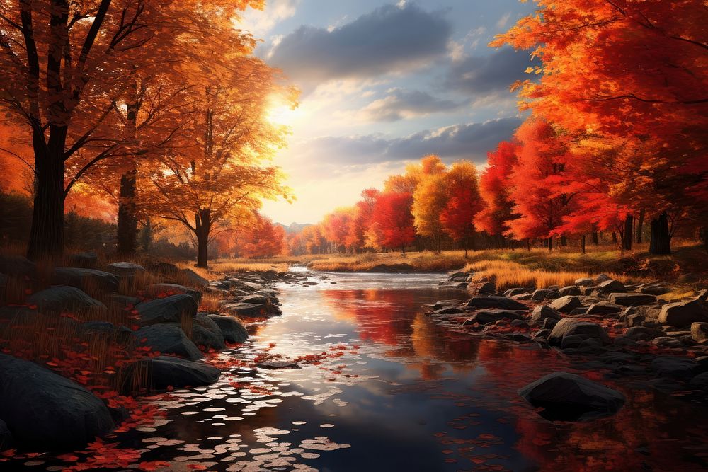 Fall landscape outdoors autumn. AI generated Image by rawpixel.