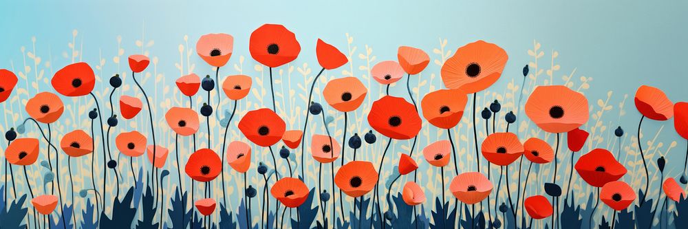 Flower anemone field poppy plant art. AI generated Image by rawpixel.