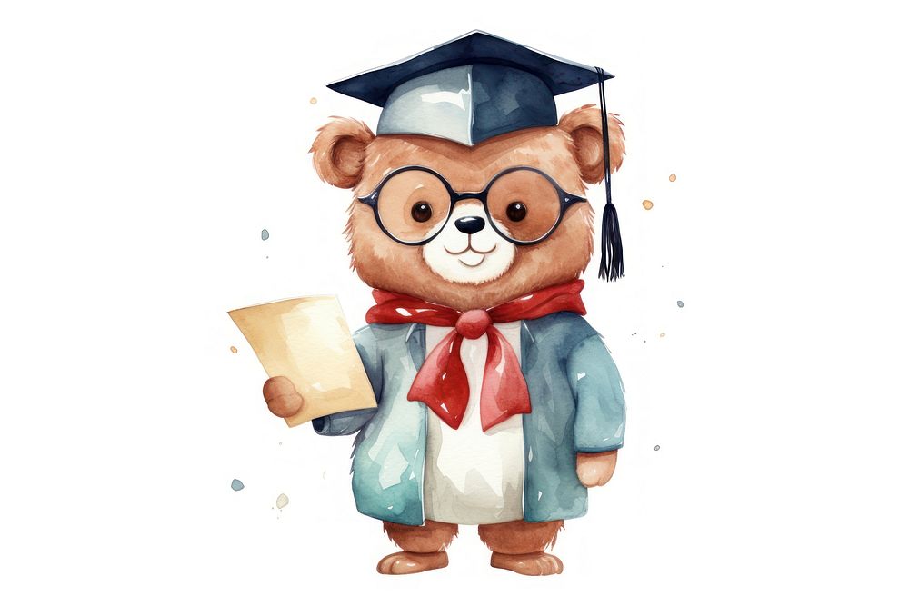 Bear student graduation education cartoon. AI generated Image by rawpixel.