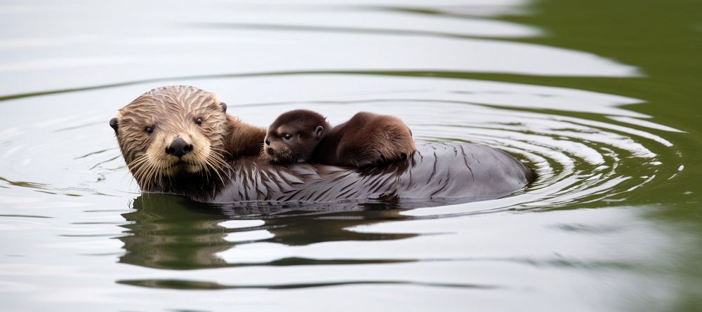 Otter wildlife floating outdoors. 