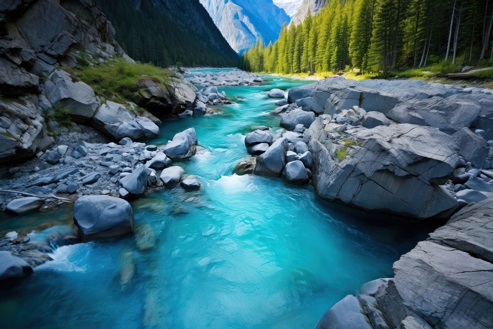 River rock wilderness landscape. AI generated Image by rawpixel.