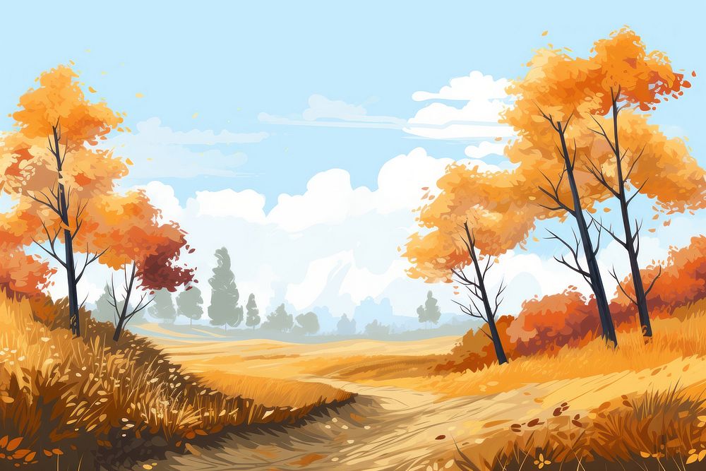 Autumn landscape outdoors painting. AI generated Image by rawpixel.