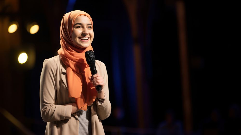 Muslim woman, public speaking. 