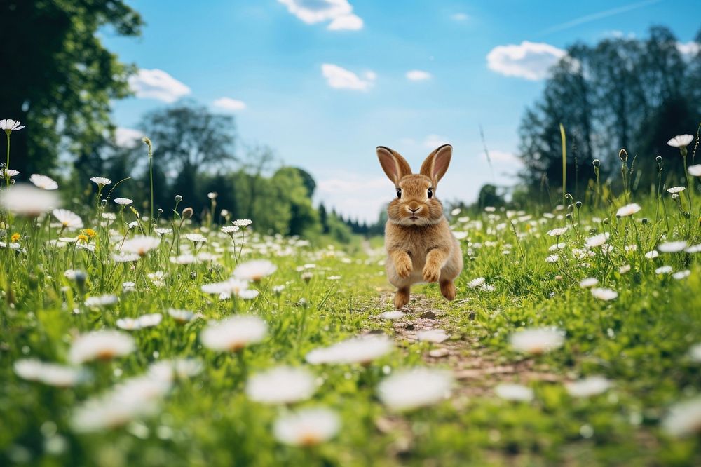 Rabbit running animal wildlife nature remix