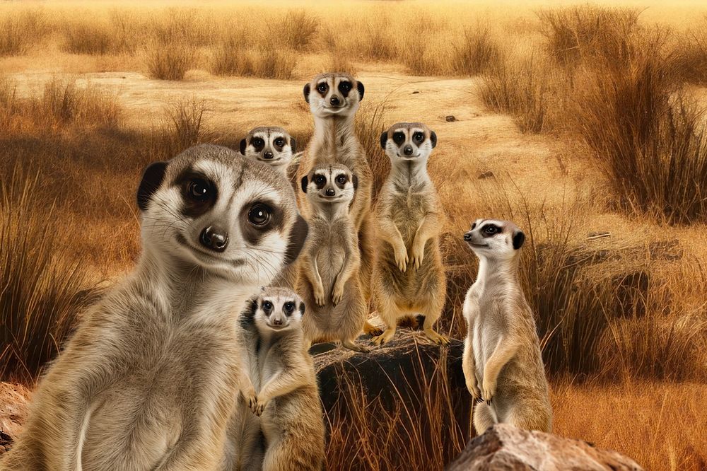 Meerkats animal wildlife nature remix