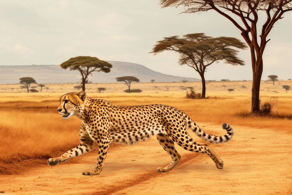 Cheetah running animal wildlife nature remix