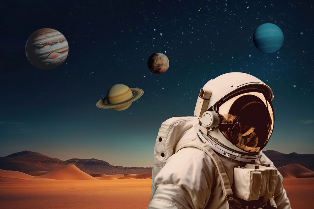 Astronaut & planets exploration astronomy remix