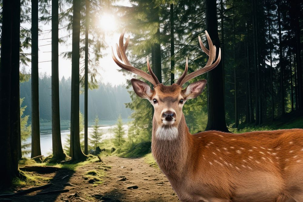 Deer wildlife animal mammal nature remix