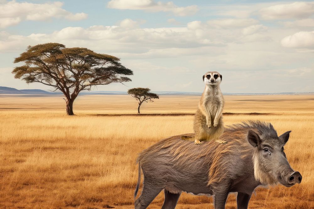 Warthog & Meerkat animal wildlife nature remix