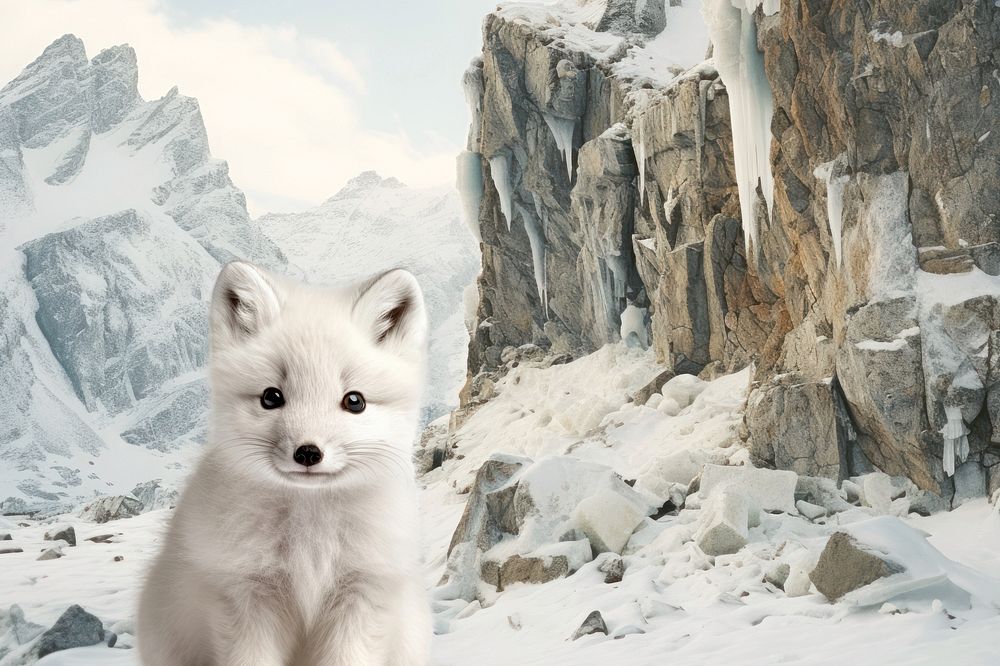 Arctic fox animal wildlife nature remix