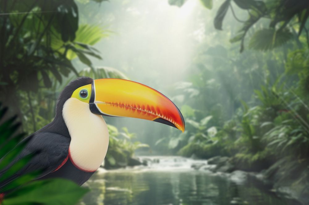Toucan bird rainforest animal wildlife nature remix
