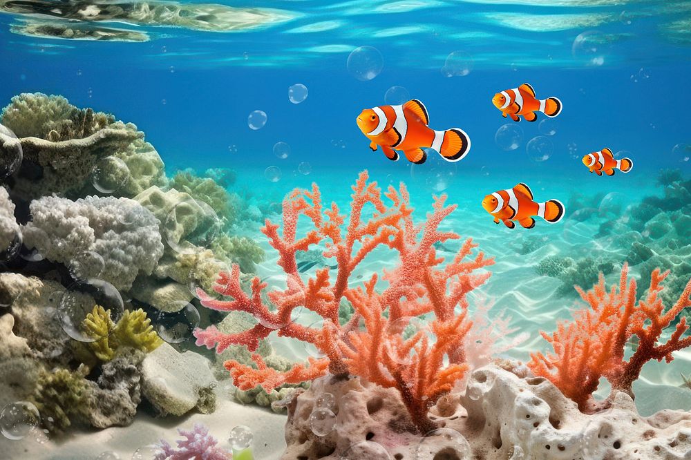 Clownfish marine life nature remix