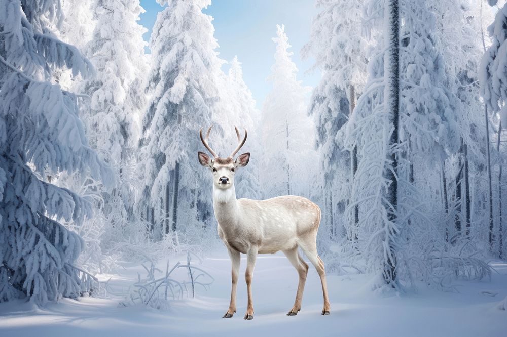 Winter deer animal wildlife nature remix