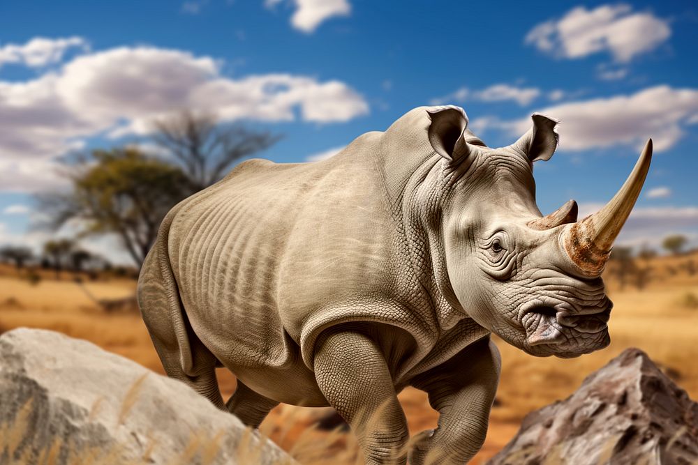 Rhinoceros animal wildlife nature remix