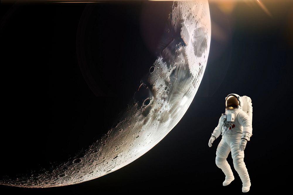 Astronaut & moon outer space astronomy remix