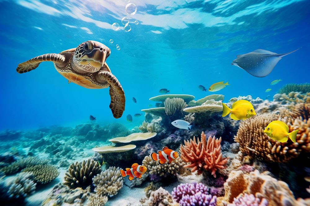 Underwater marine life nature remix