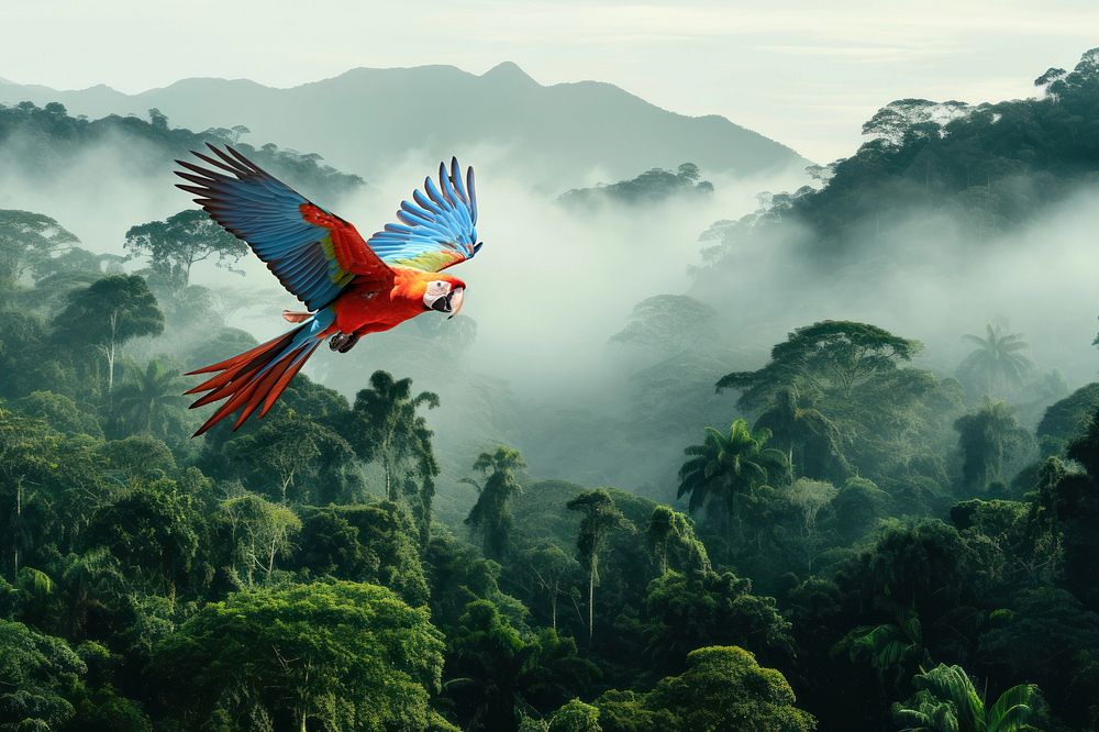 Parrot animal macaw bird nature remix