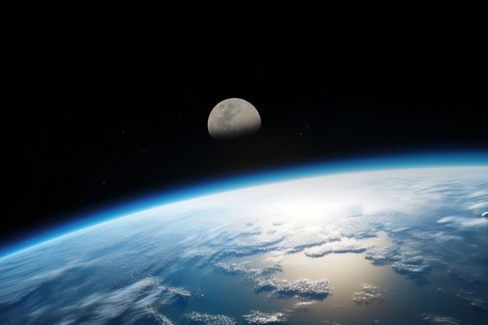 Half moon, earth space astronomy remix