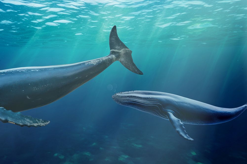 Whales swimming marine life nature remix