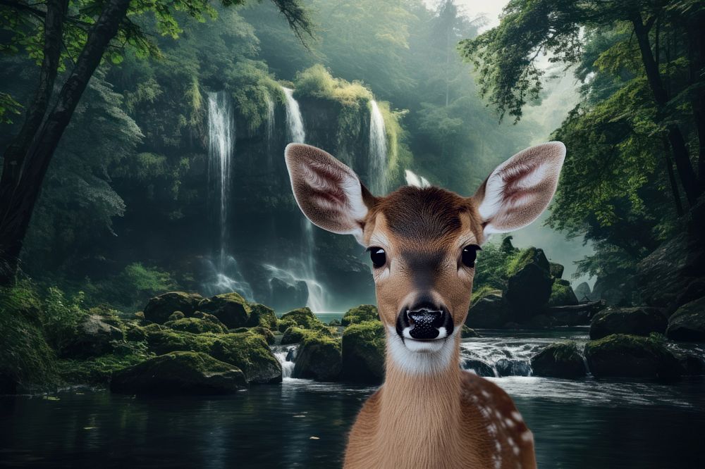 Deer wildlife animal nature remix