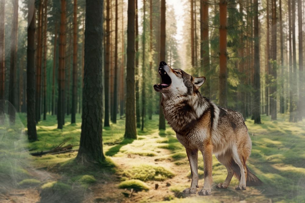 Wolf howling animal coyote nature remix