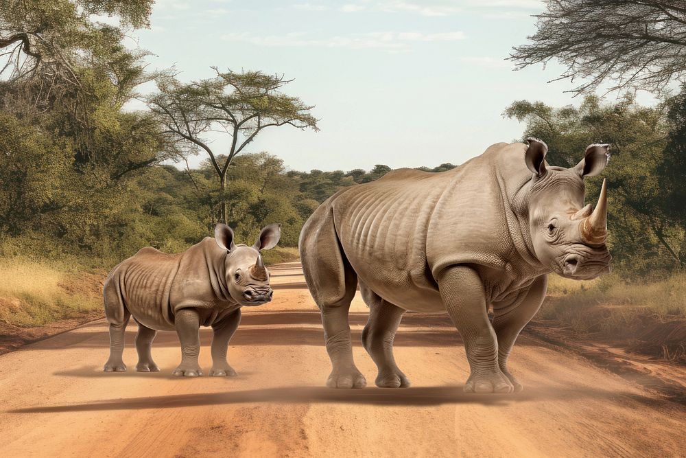 Rhino wildlife animal nature remix