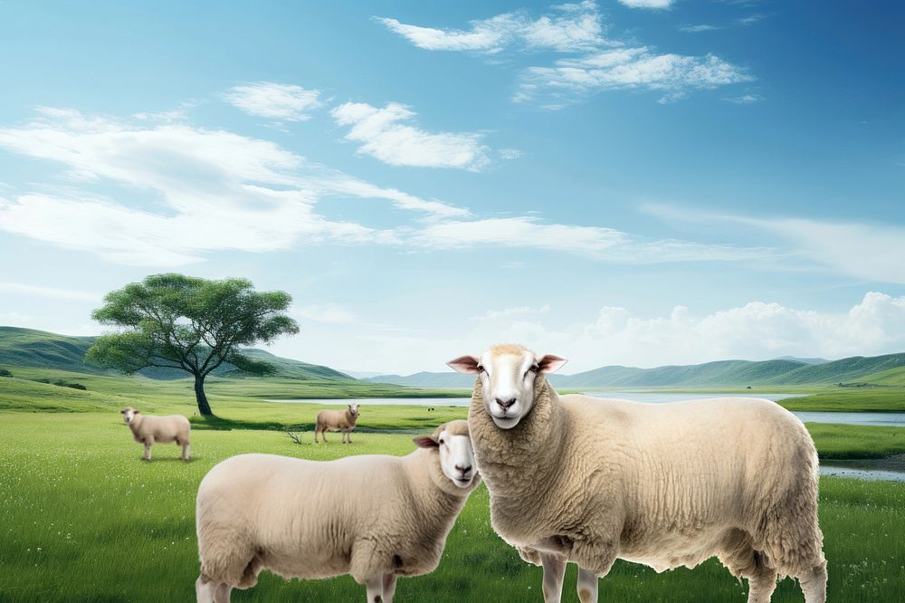 Sheep domestic animal nature remix