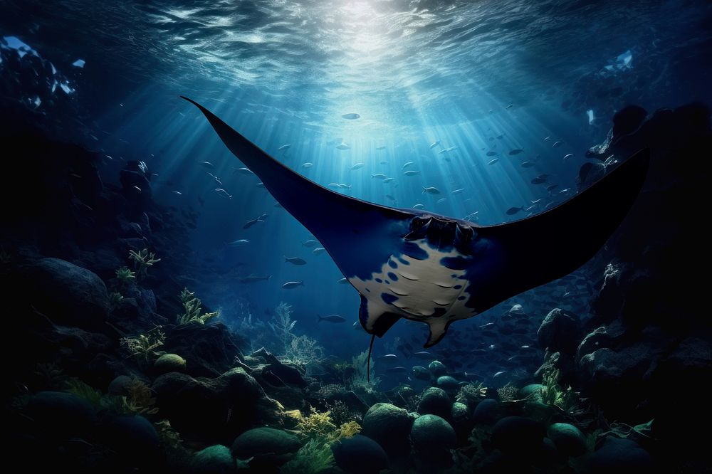 Manta ray marine life nature remix