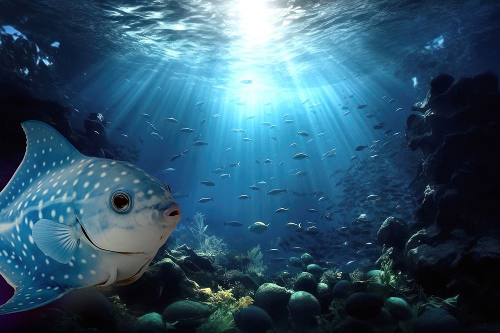 Sunfish marine life nature remix