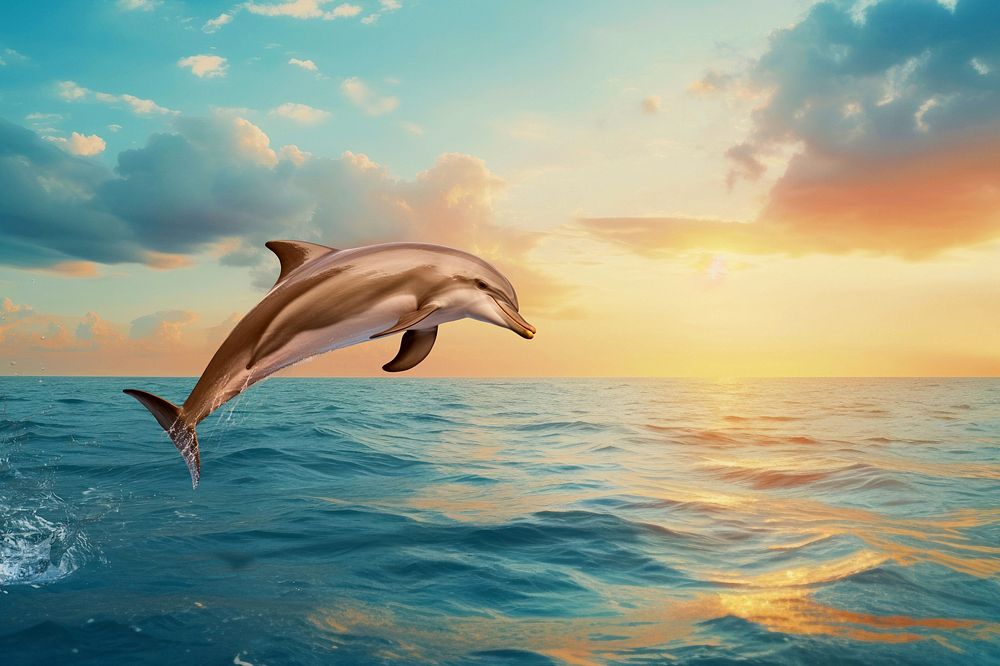 Dolphin jumping marine life nature remix