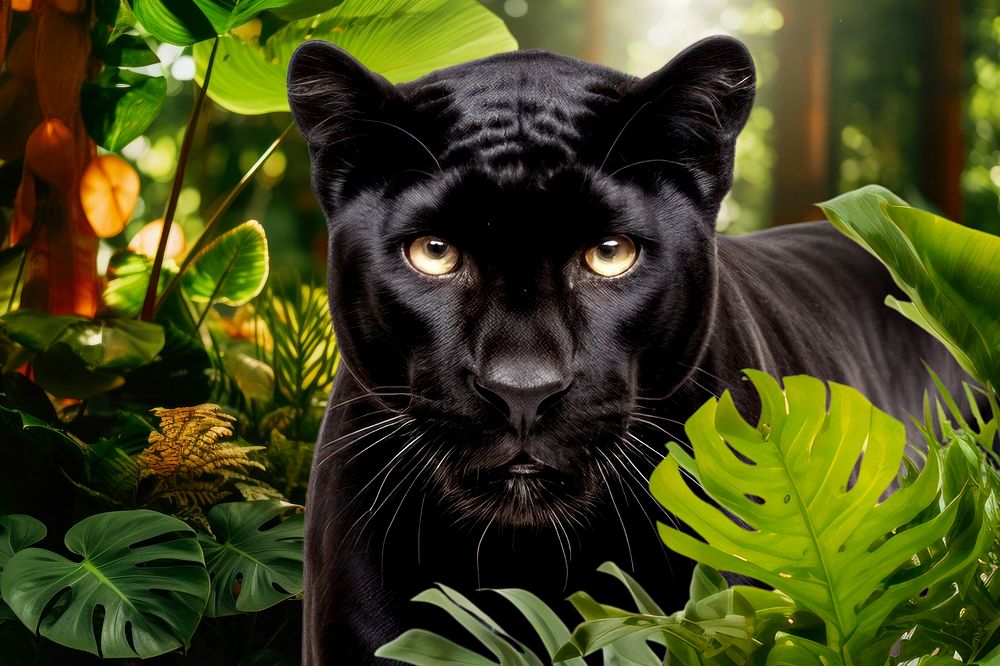 Black panther wildlife nature remix