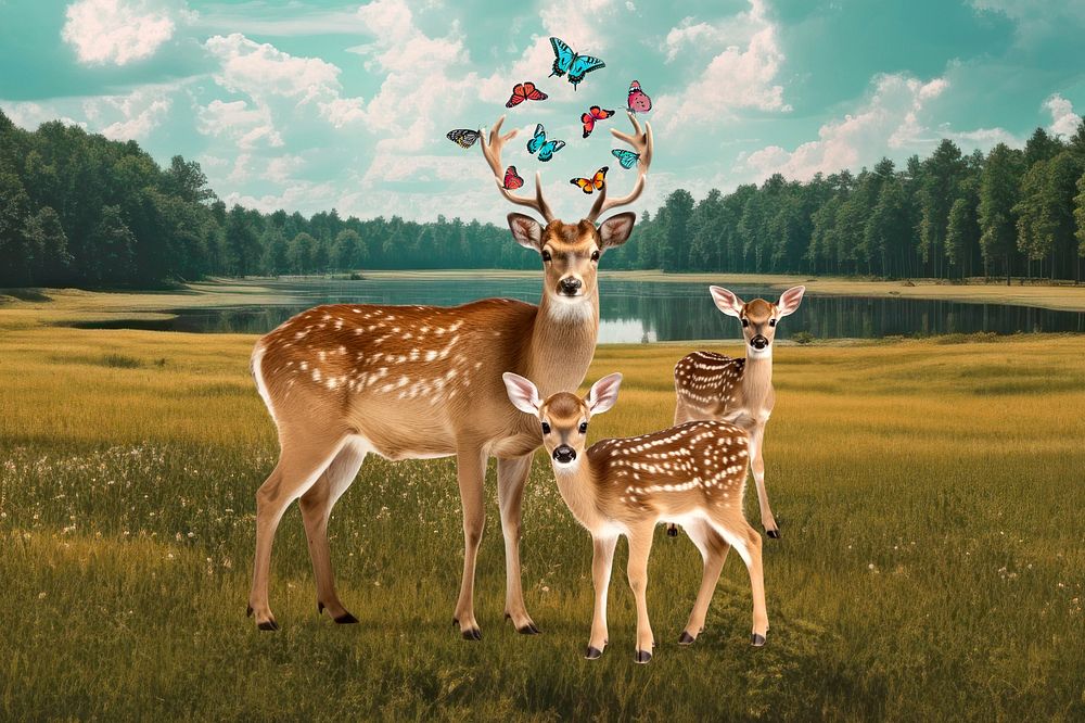 Deer wildlife mammal nature remix