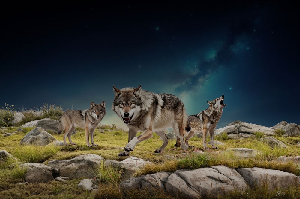 Wolf animal coyote nature remix