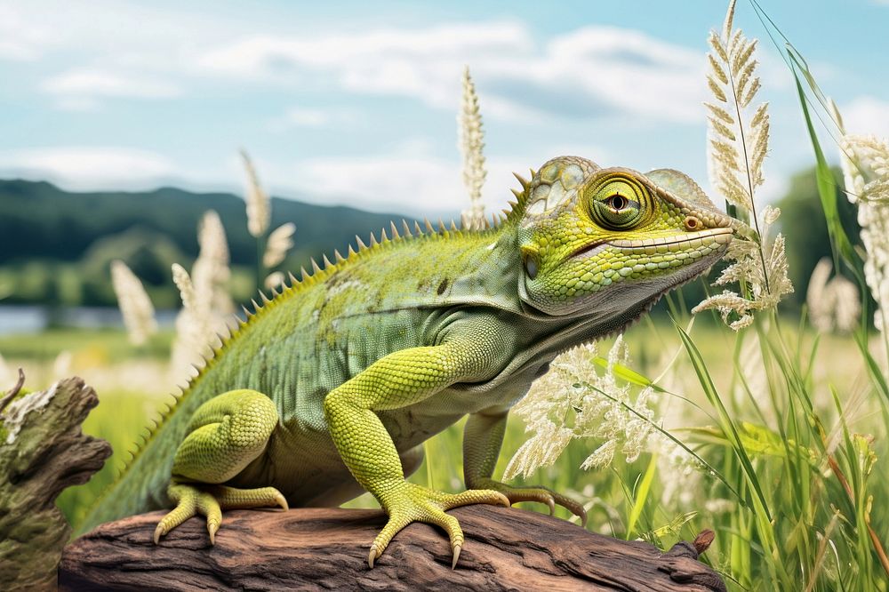 Basilisk chameleon reptile iguana nature remix