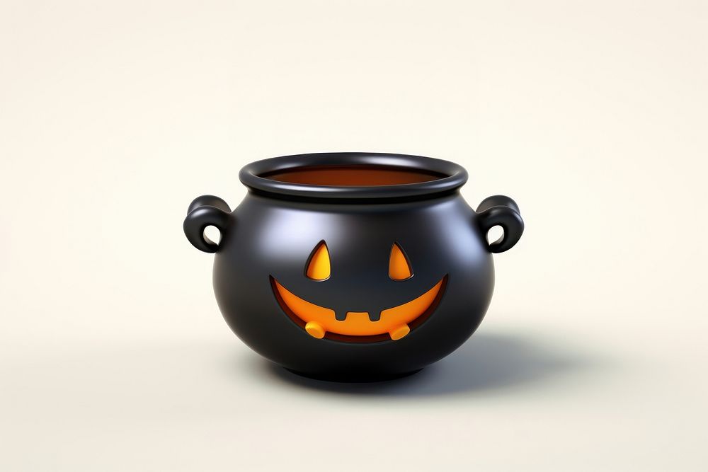 Witch cauldron halloween pottery jack-o'-lantern. AI generated Image by rawpixel.