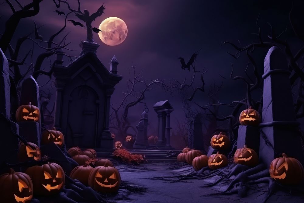 Halloween background night outdoors horror. AI generated Image by rawpixel.