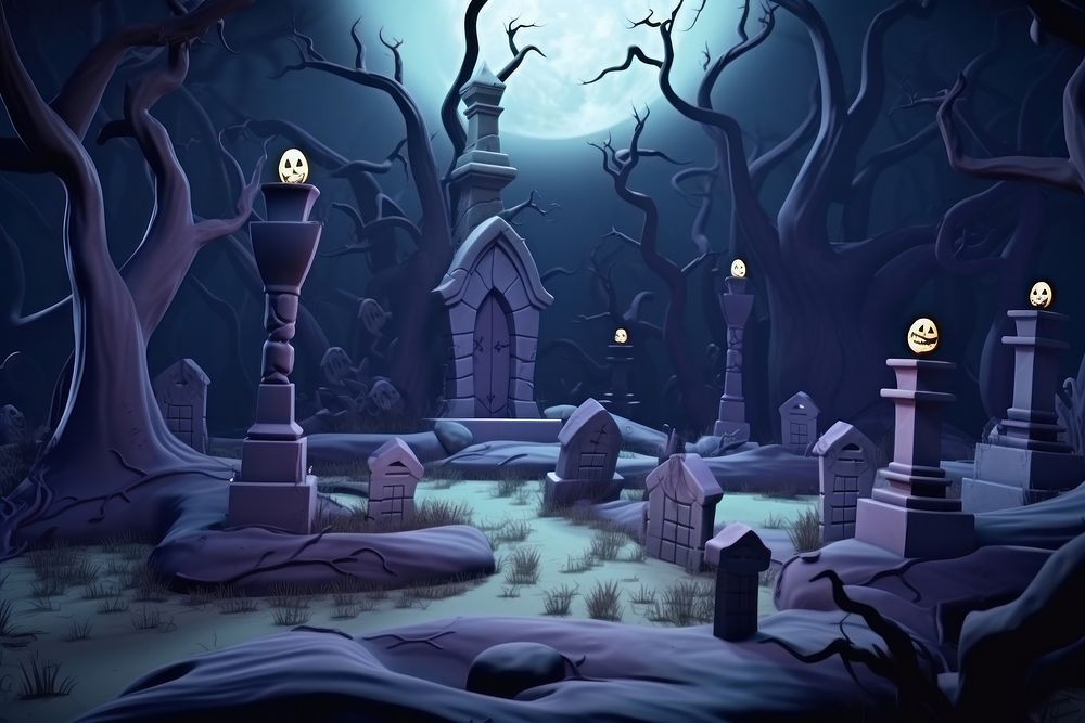 Halloween background cartoon night outdoors. 