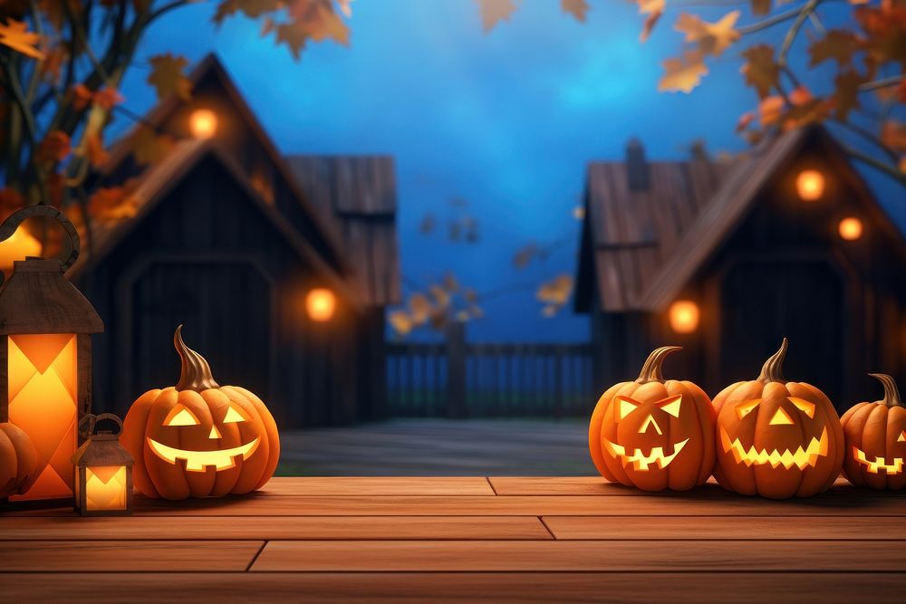Halloween background outdoors pumpkin wood. AI generated Image by rawpixel.