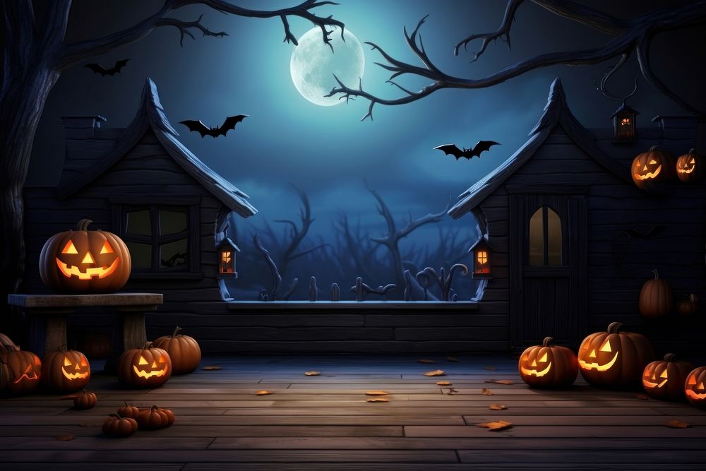 Halloween background outdoors pumpkin night. 