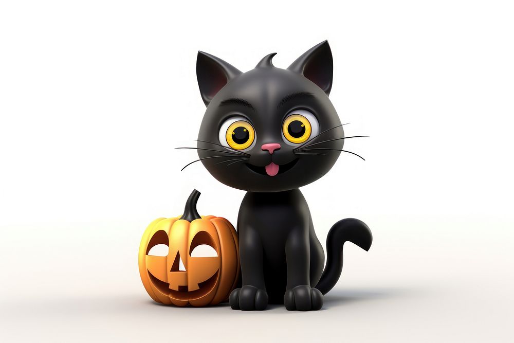 Halloween black cat halloween holiday cartoon. AI generated Image by rawpixel.