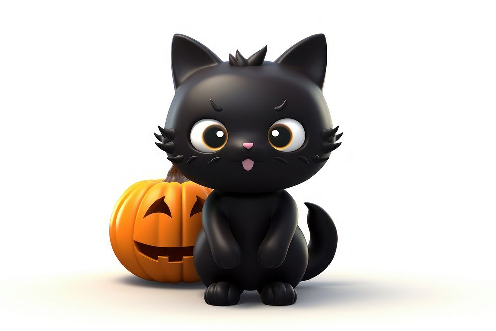 Halloween black cat halloween holiday cartoon. AI generated Image by rawpixel.