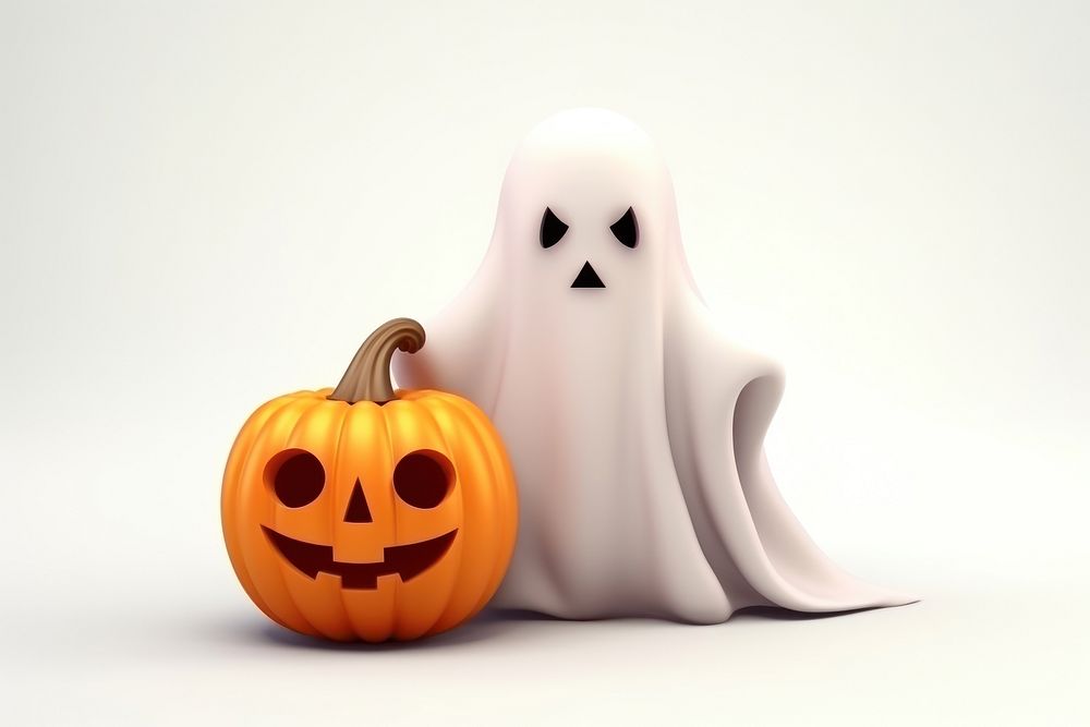 Cute ghost halloween pumpkin cartoon. AI generated Image by rawpixel.