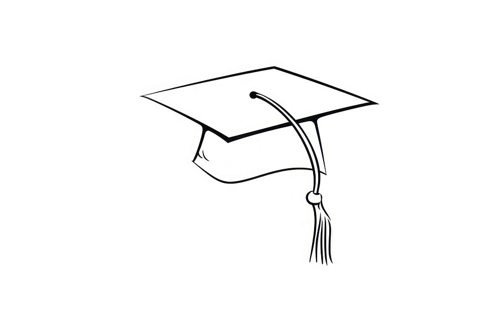 Graduation cap drawing line text. AI generated Image by rawpixel.