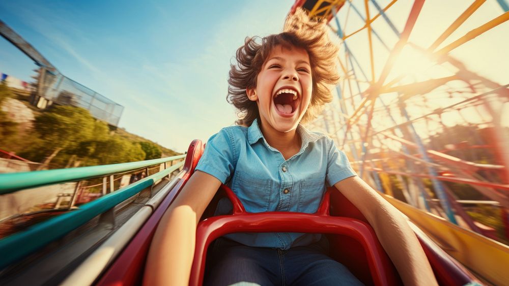 Laughing happy park roller coaster. AI generated Image by rawpixel.